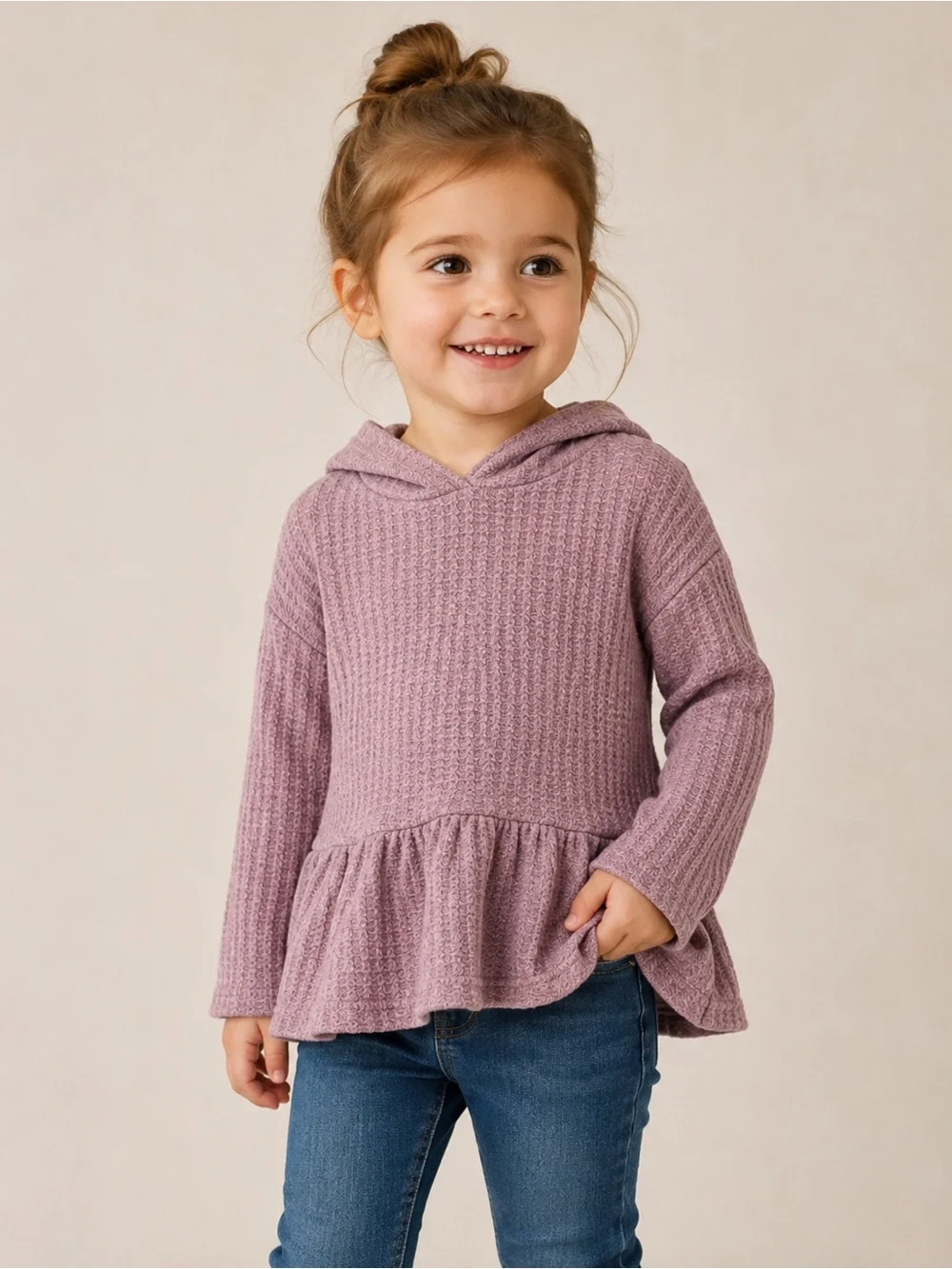 Tucker + Tate Girls Waffle Knit Peplum Hoodie Mauve Purple Size 2  3/$30